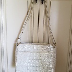 Brahmin white croc embossed leather bag